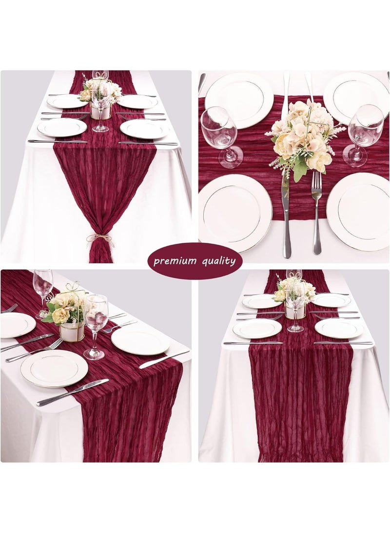 Cheesecloth Table Runner, 10Ft x 35" Rustic Gauze Boho Wedding Table Runner Decoration, Vintage Table Centerpieces, Table Cloth, for Wedding Reception Bridal Shower Birthday (Burgundy, 1 Pack) - Image 2